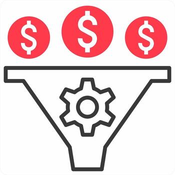 Conversion Rate icon concept in red color icon vector