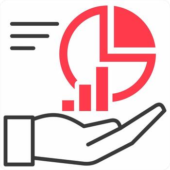 datos presentación icono concepto en rojo color icono vector