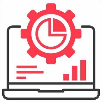 Data Processing icon concept in red color icon vector