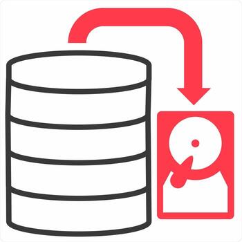 Database icon concept in red color icon vector
