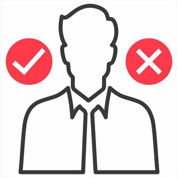 Decision Making and choose in red color icon vector