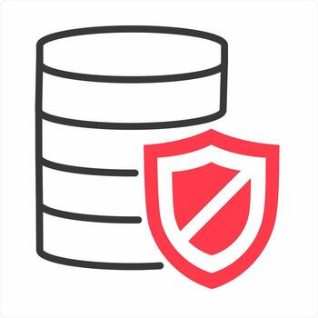 Database Protection icon in red color icon vector