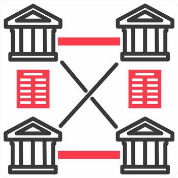 Distributed Ledger icon concept in red color icon vector