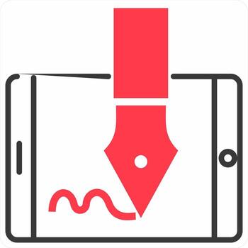 digital firma icono concepto en rojo color icono vector