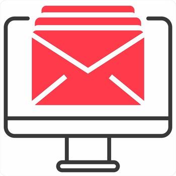 Email Receive icon concept in red color icon vector