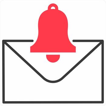 Email Alert icon concept in red color icon vector