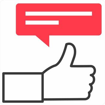 Feedback icon in red color icon vector