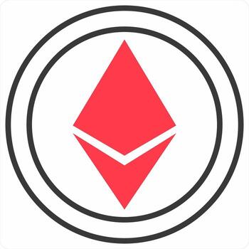 Ethereum icon in red color icon vector