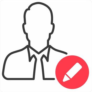 Edit Profile icon concept in red color icon vector