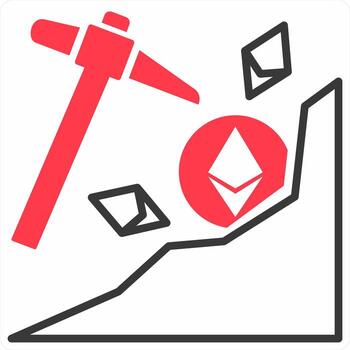 Ethereum Mining icon concept in red color icon vector