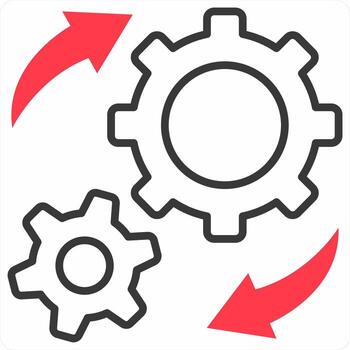 implementación icono concepto en rojo color icono vector