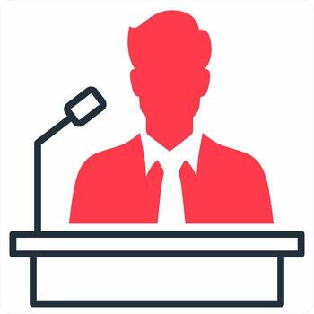 conferencia icono concepto en rojo color icono vector