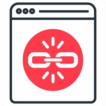 Link icon concept in red color icon vector