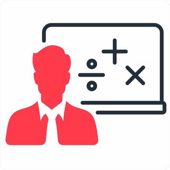 Maths icon concept in red color icon vector