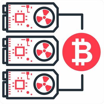 Mining Hardware icon concept in red color icon vector
