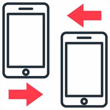 Mobile Data Transfer icon concept in red color icon vector