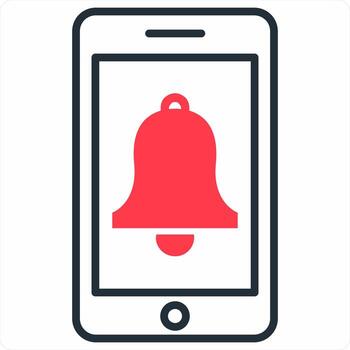 Mobile Notification icon concept in red color icon vector