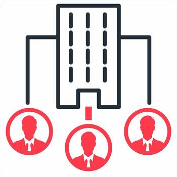 Office Structure icon concept in red color icon vector