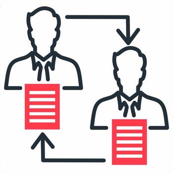 Peer To Peer icon concept in red color icon vector