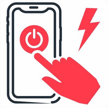 Power Button icon concept in red color icon vector