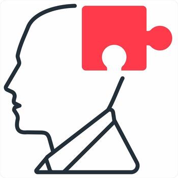 problema resolviendo icono concepto en rojo color icono vector