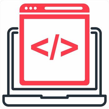 Programming concept in red color icon vector