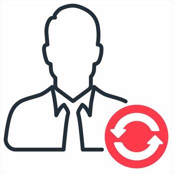 Refresh User icon concept in red color icon vector