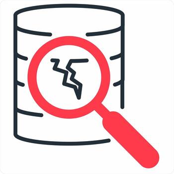 Search Database icon concept in red color icon vector