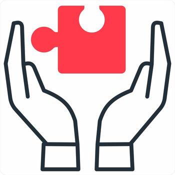 Solution Provider icon concept in red color icon vector