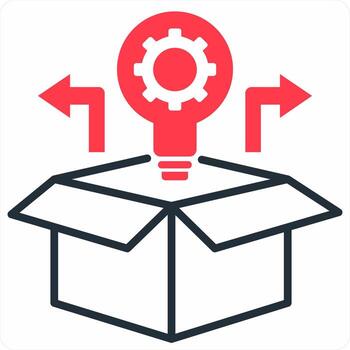 Think Out Of Box icon concept in red color icon vector