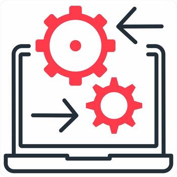System Integration icon concept in red color icon vector