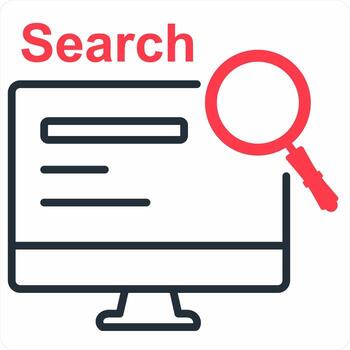 Website Search icon concept in red color icon vector