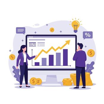 Business Growth Analysis with Financial Data Visualization. vector