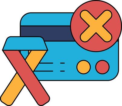 A white card with a red cross on it and an X on it vector