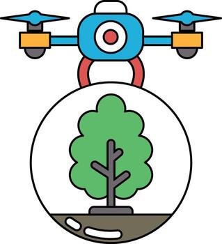 A drone is hovering over a tree vector