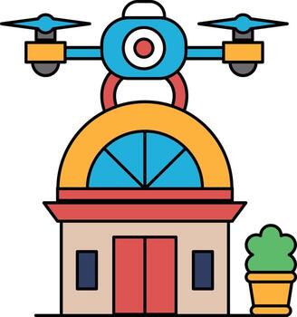 A building with a large dome on top and a small building next to it vector