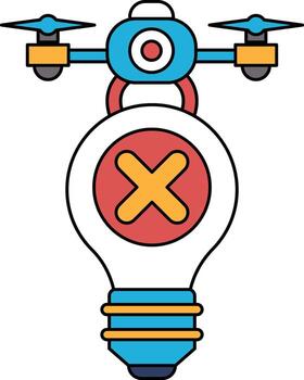 A black and white drawing of a light bulb with an X on it vector