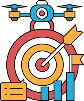 un negro y blanco dibujo de un objetivo con un zumbido en el centrar vector