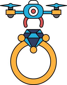A ring with a diamond on it and a drone on top of it vector