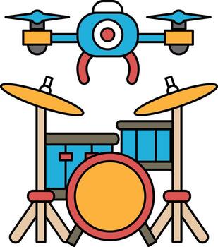 A drum set with a drone in the background vector