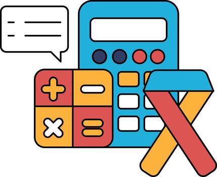 A calculator with a speech bubble next to it vector