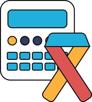 A calculator and ribbon are shown on a white background vector