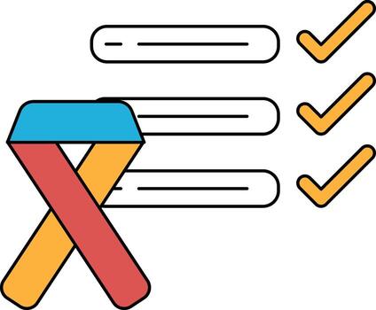 A ribbon is tied to a chair and has a check mark on it vector