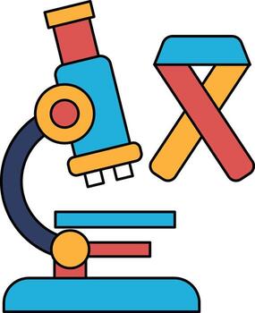 un microscopio es mostrado con un cinta en eso vector