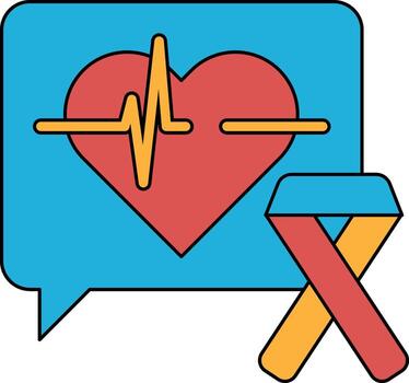 A heart with a line through it and a ribbon next to it vector