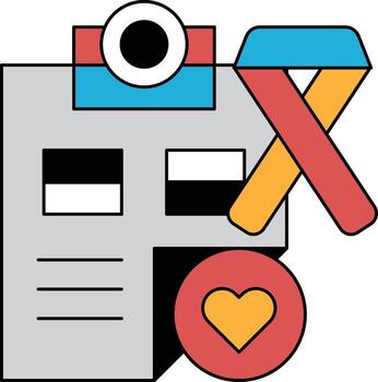 un portapapeles con un cámara y un corazón en eso vector