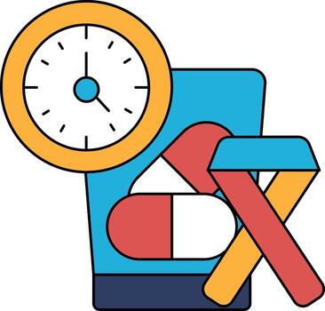 A clock is shown with the hands at the numbers 3 and 9 vector