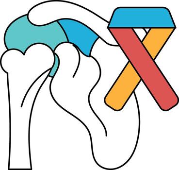 A drawing of a heart and a bone with a ribbon on it vector