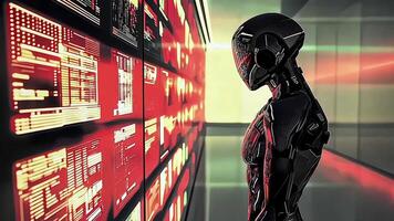 ai robot analizzando dati, futuristico tecnologia, artificiale intelligenza video