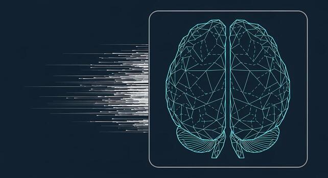 Abstract Digital Brain Network with Data Stream, innovation photo
